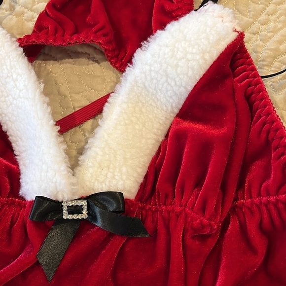 🆕 Seductive Wear by Cinema Etoile 3-PC Red Velour Christmas Red Babydoll Set L - Picture 7 of 14